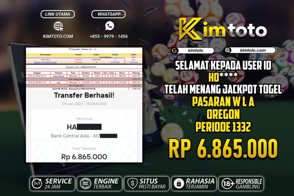 BUKTI PEMBAYARAN MEMBER KIMTOTO USER ID HO