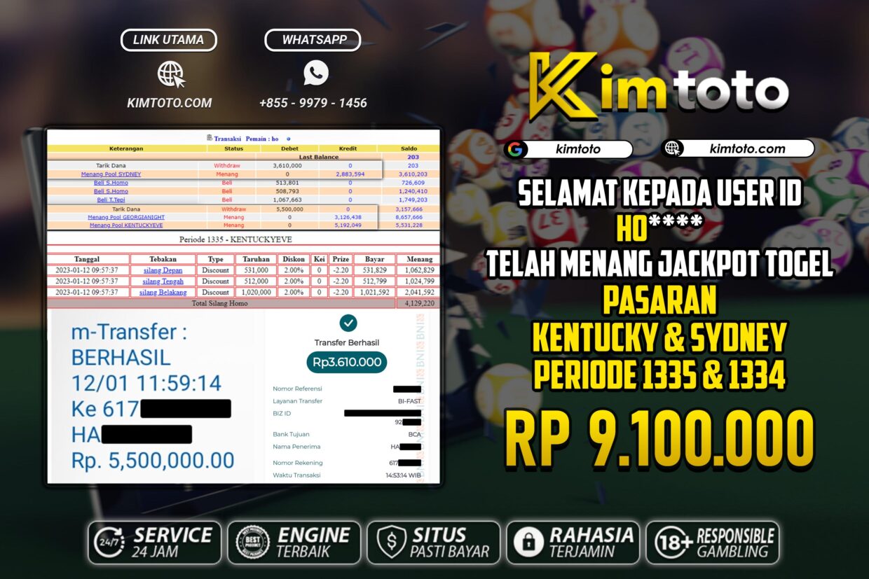 BUKTI PEMBAYARAN MEMBER KIMTOTO USER ID HO