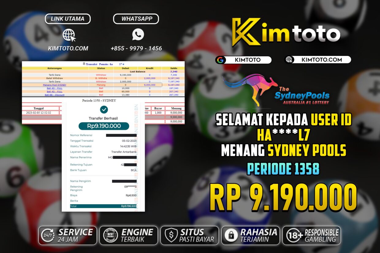 BUKTI PEMBAYARAN MEMBER JP TOGEL SYDNEY DI KIMTOTO USER ID HAL7