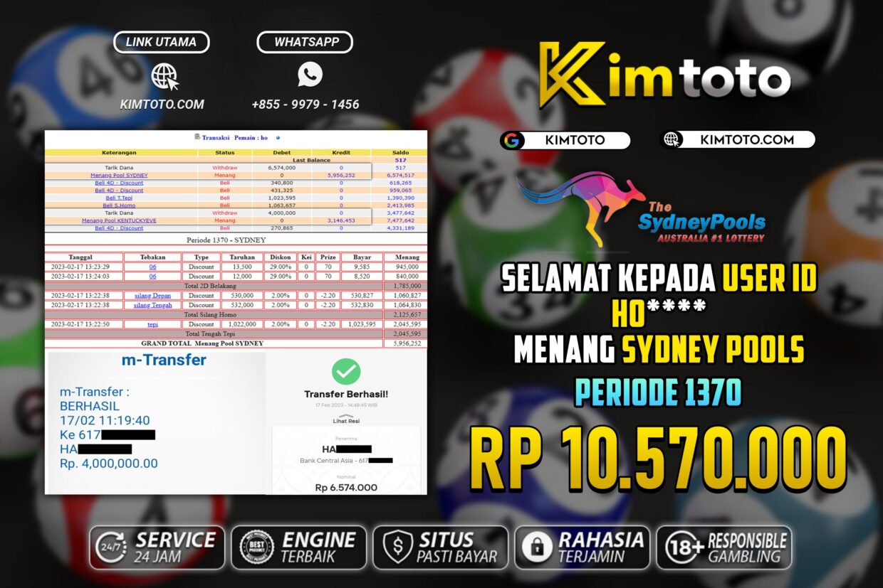 BUKTI PEMBAYARAN MEMBER JP TOGEL SYDNEY DI KIMTOTO USER ID HO