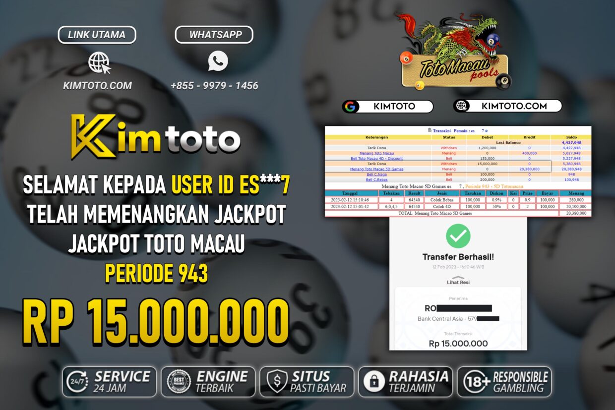 BUKTI PEMBAYARAN MEMBER JP TOGEL TOTOMACAU DI KIMTOTO USER ID ES7