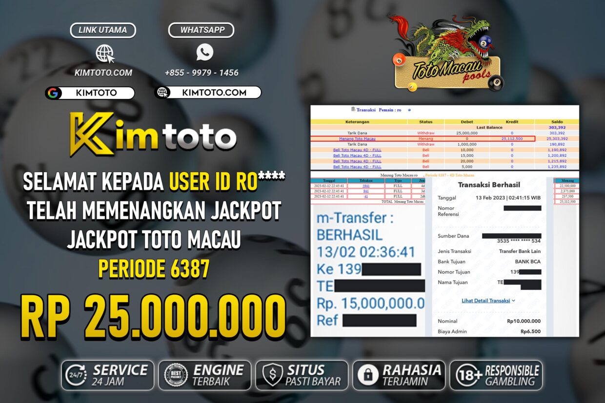 BUKTI PEMBAYARAN MEMBER JP TOGEL TOTOMACAU DI KIMTOTO USER ID RO