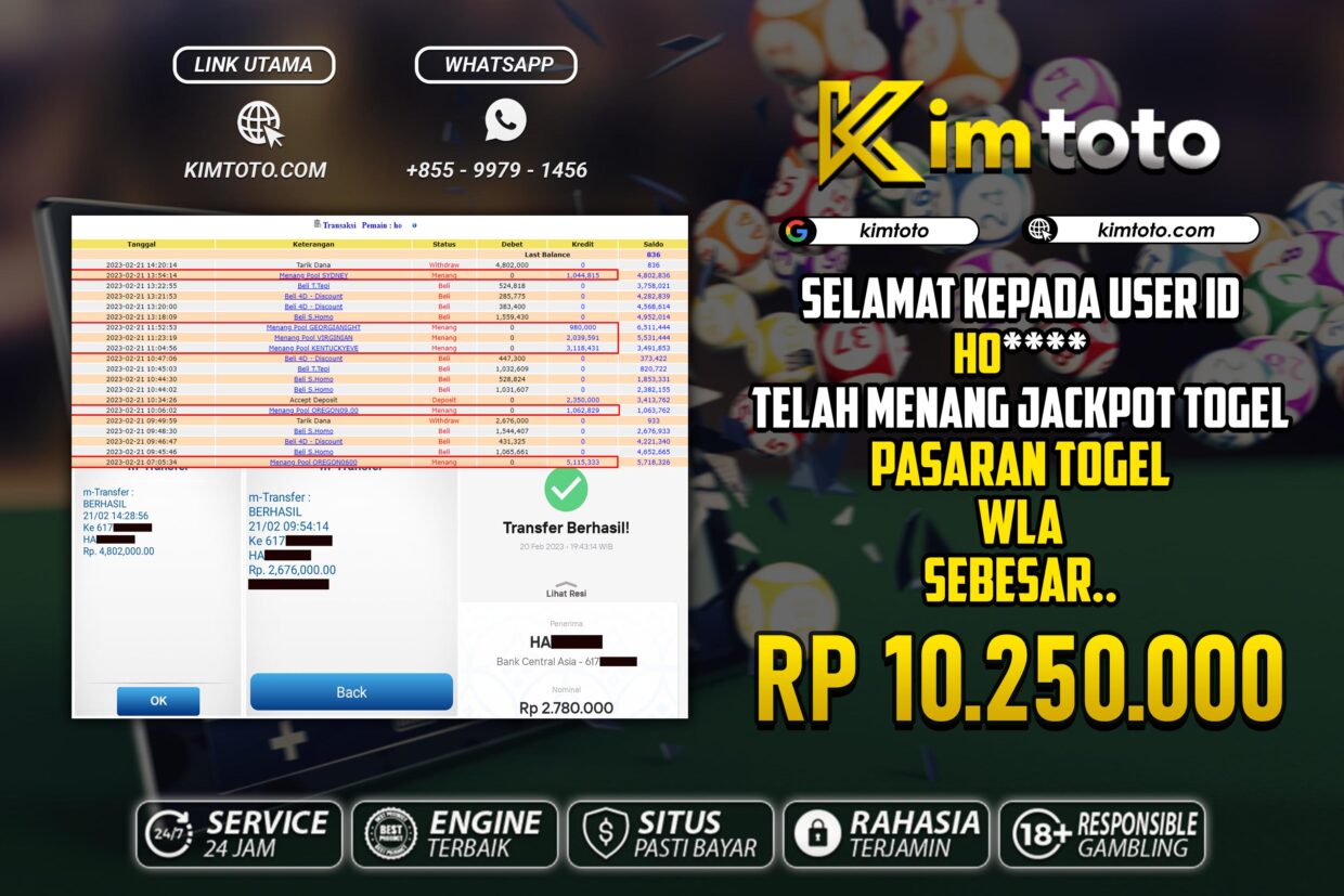 BUKTI PEMBAYARAN MEMBER KIMTOTO USER ID HO