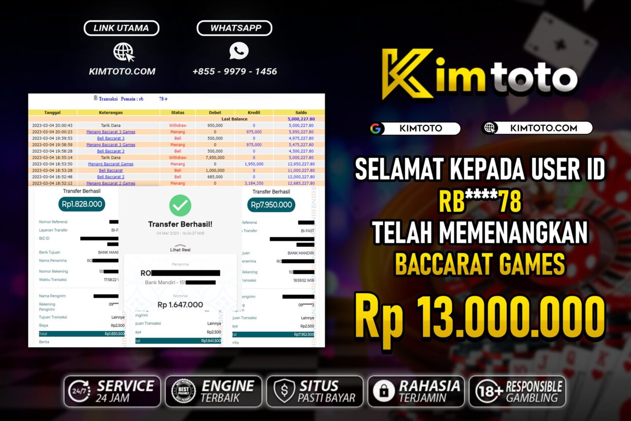 BUKTI PEMBAYARAN MEMBER JP LIVECASINO DI KIMTOTO USER ID RB78