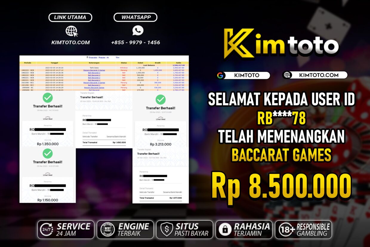 BUKTI PEMBAYARAN MEMBER JP LIVECASINO DI KIMTOTO USER ID RB78