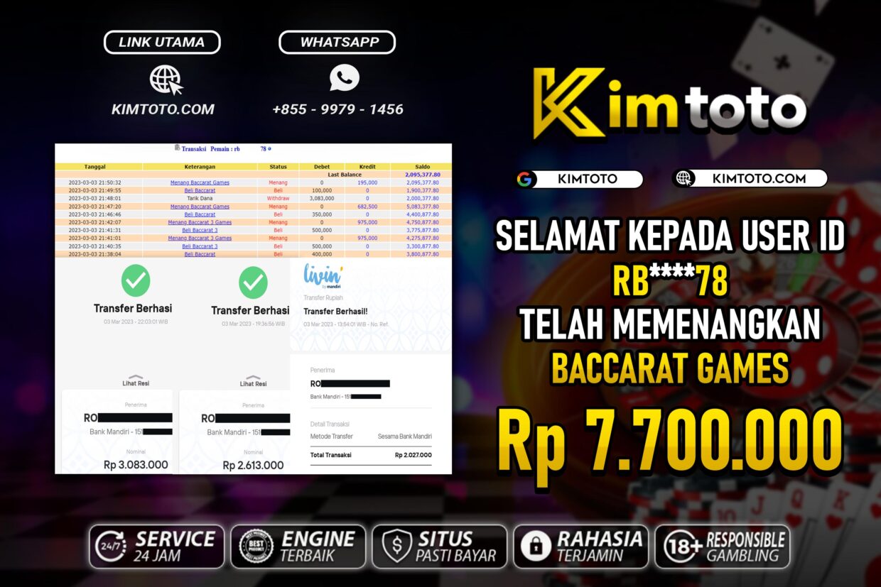 BUKTI PEMBAYARAN MEMBER JP LIVECASINO DI KIMTOTO USER ID RB78