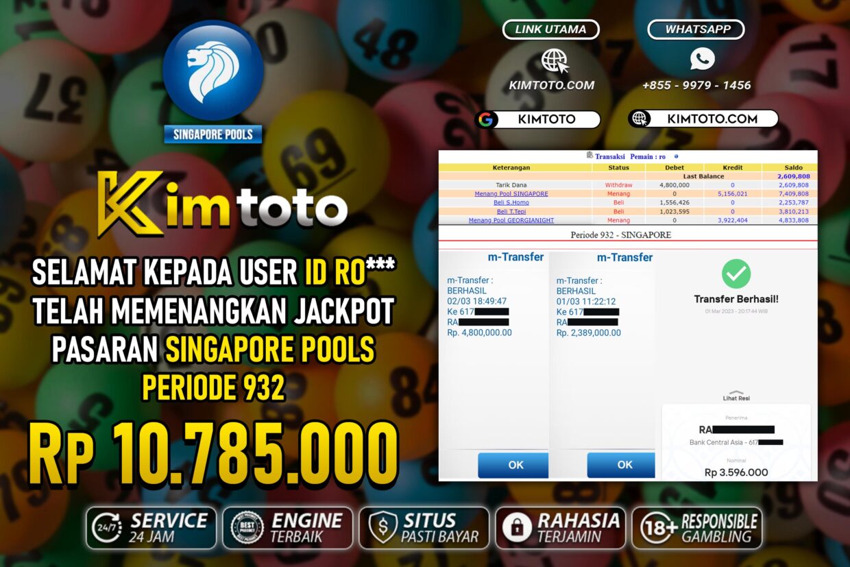 BUKTI PEMBAYARAN MEMBER JP TOGEL SINGAPORE DI KIMTOTO USER ID RO