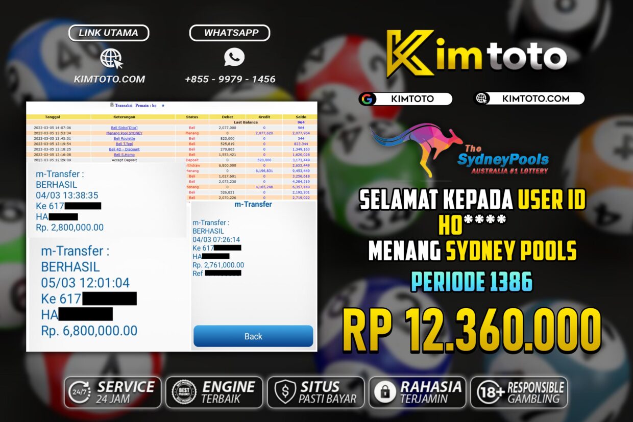 BUKTI PEMBAYARAN MEMBER JP TOGEL SYDNEY DI KIMTOTO USER ID HO