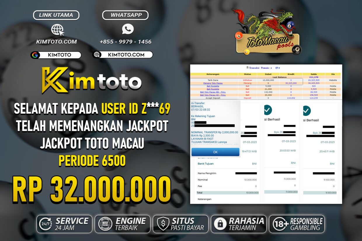 BUKTI PEMBAYARAN MEMBER JP TOGEL TOTOMACAU DI KIMTOTO USER ID Z69