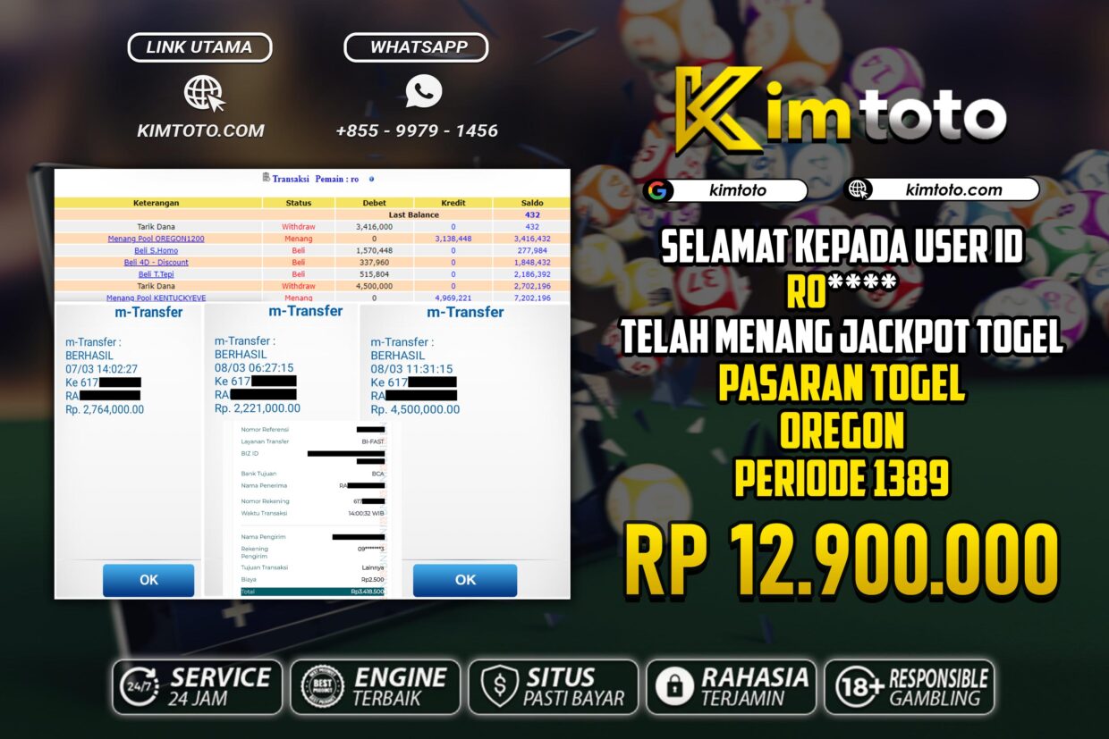 BUKTI PEMBAYARAN MEMBER JP TOGEL WLA DI KIMTOTO USER ID RO