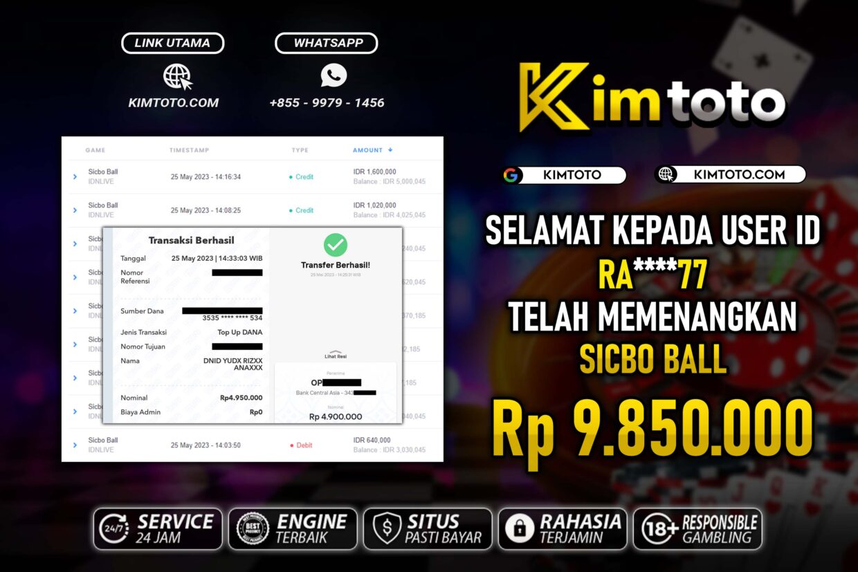 BUKTI PEMBAYARAN MEMBER JP LIVECASINO DI KIMTOTO USER ID RA77