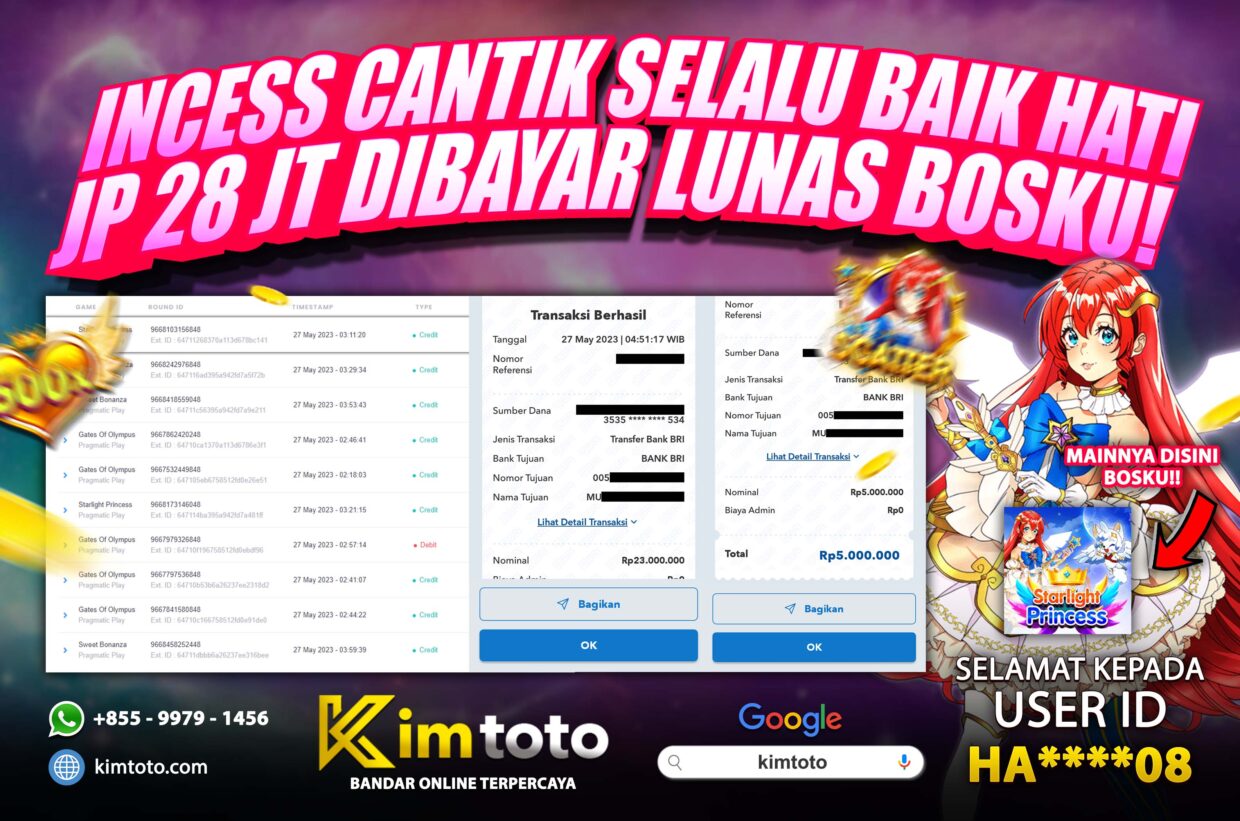 BUKTI PEMBAYARAN MEMBER JP SLOT ONLINE DI KIMTOTO USER ID HA08