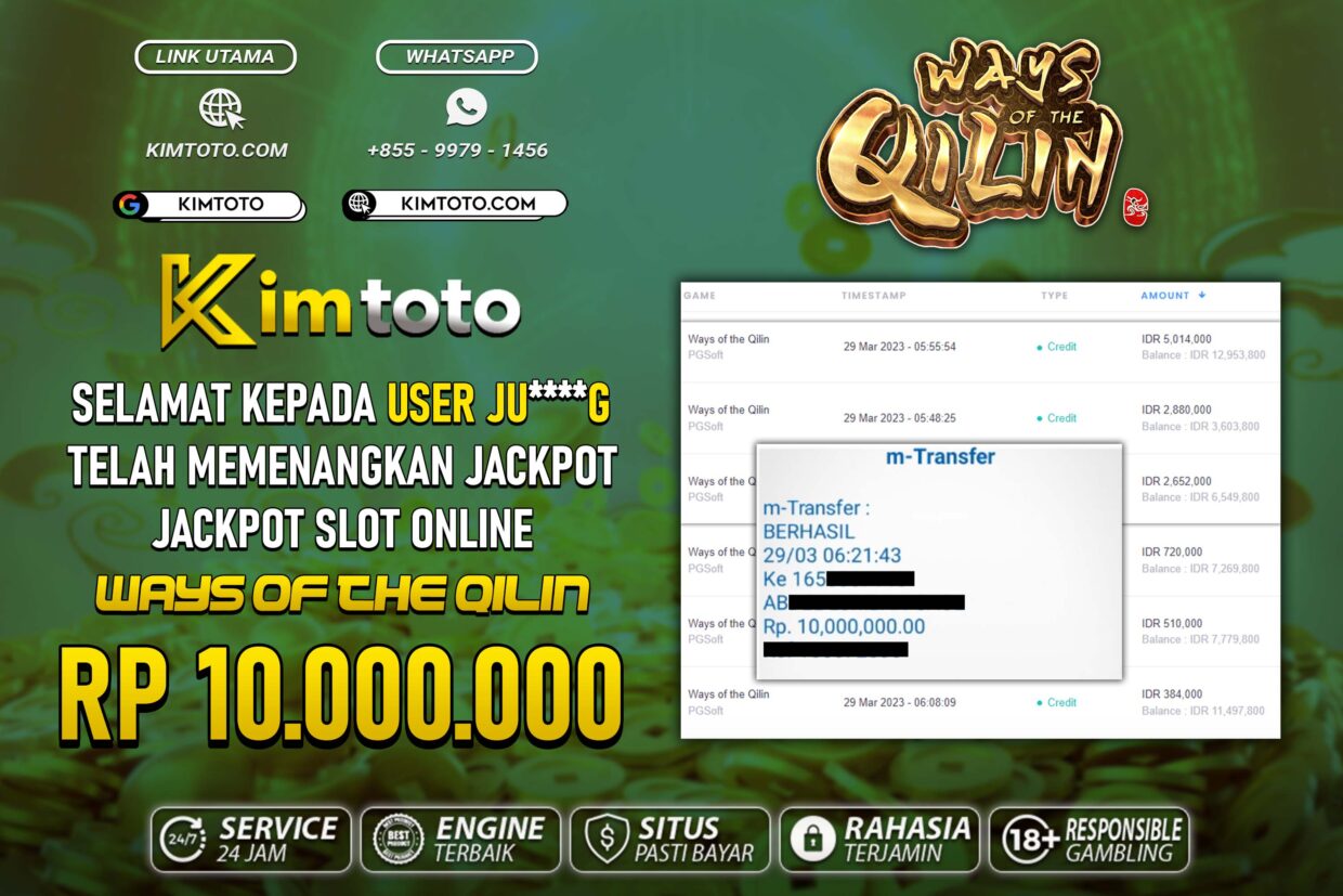 BUKTI PEMBAYARAN MEMBER JP SLOT ONLINE DI KIMTOTO USER ID JUG