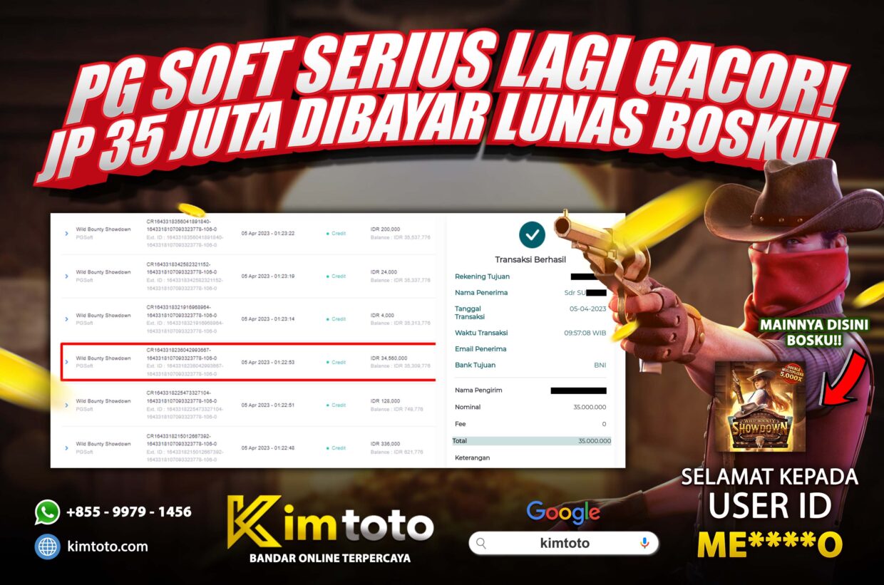 BUKTI PEMBAYARAN MEMBER JP SLOT ONLINE DI KIMTOTO USER ID MEO