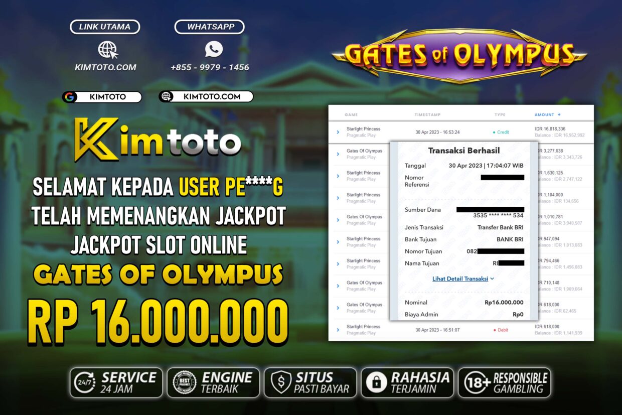 BUKTI PEMBAYARAN MEMBER JP SLOT ONLINE DI KIMTOTO USER ID PEG