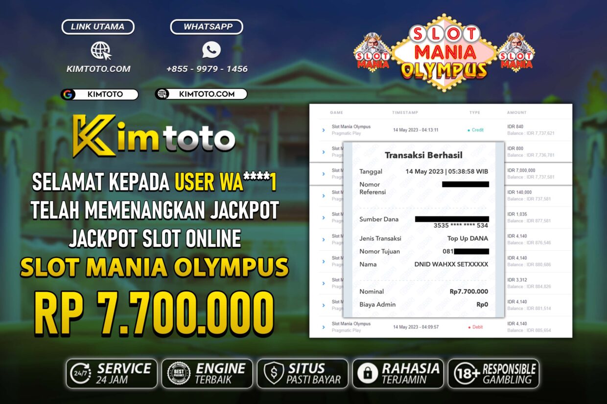 BUKTI PEMBAYARAN MEMBER JP SLOT ONLINE DI KIMTOTO USER ID WA1