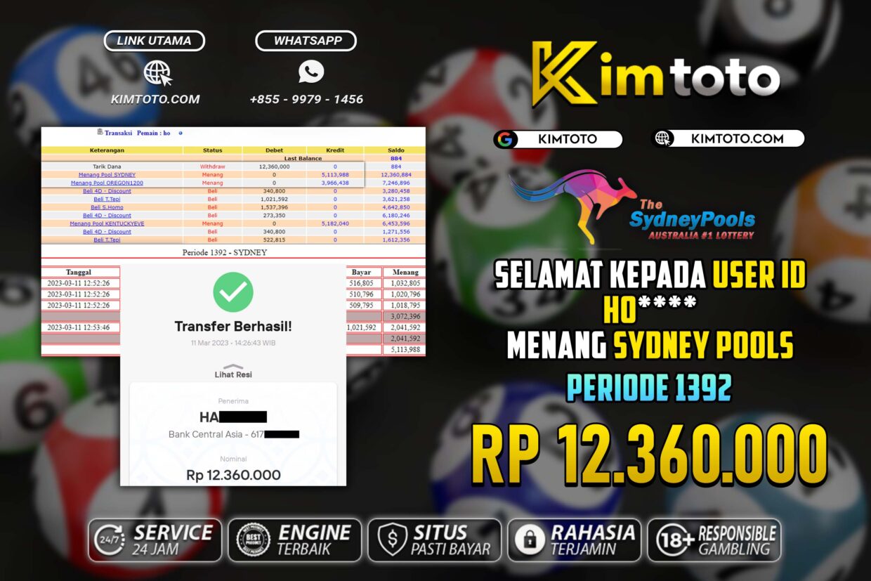 BUKTI PEMBAYARAN MEMBER JP TOGEL SYDNEY DI KIMTOTO USER ID HO