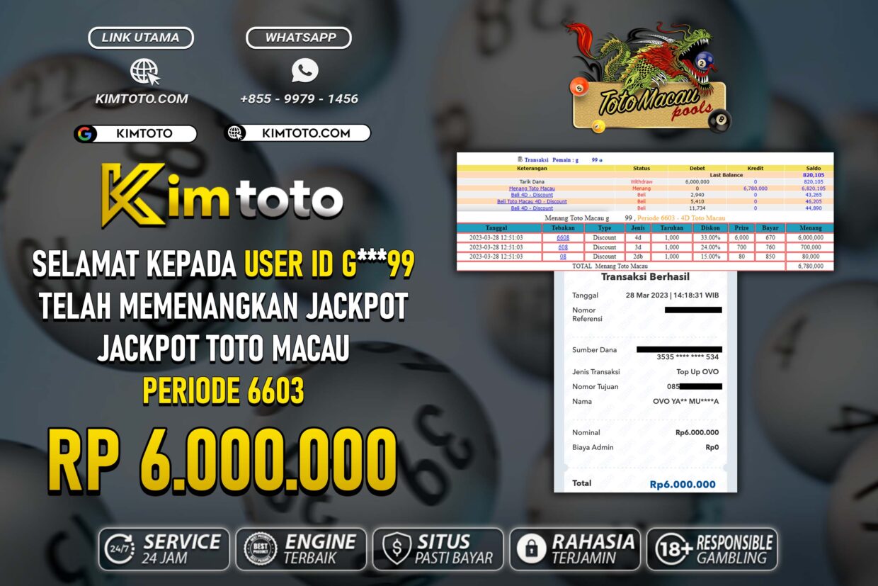 BUKTI PEMBAYARAN MEMBER JP TOGEL TOTOMACAU DI KIMTOTO USER ID G99