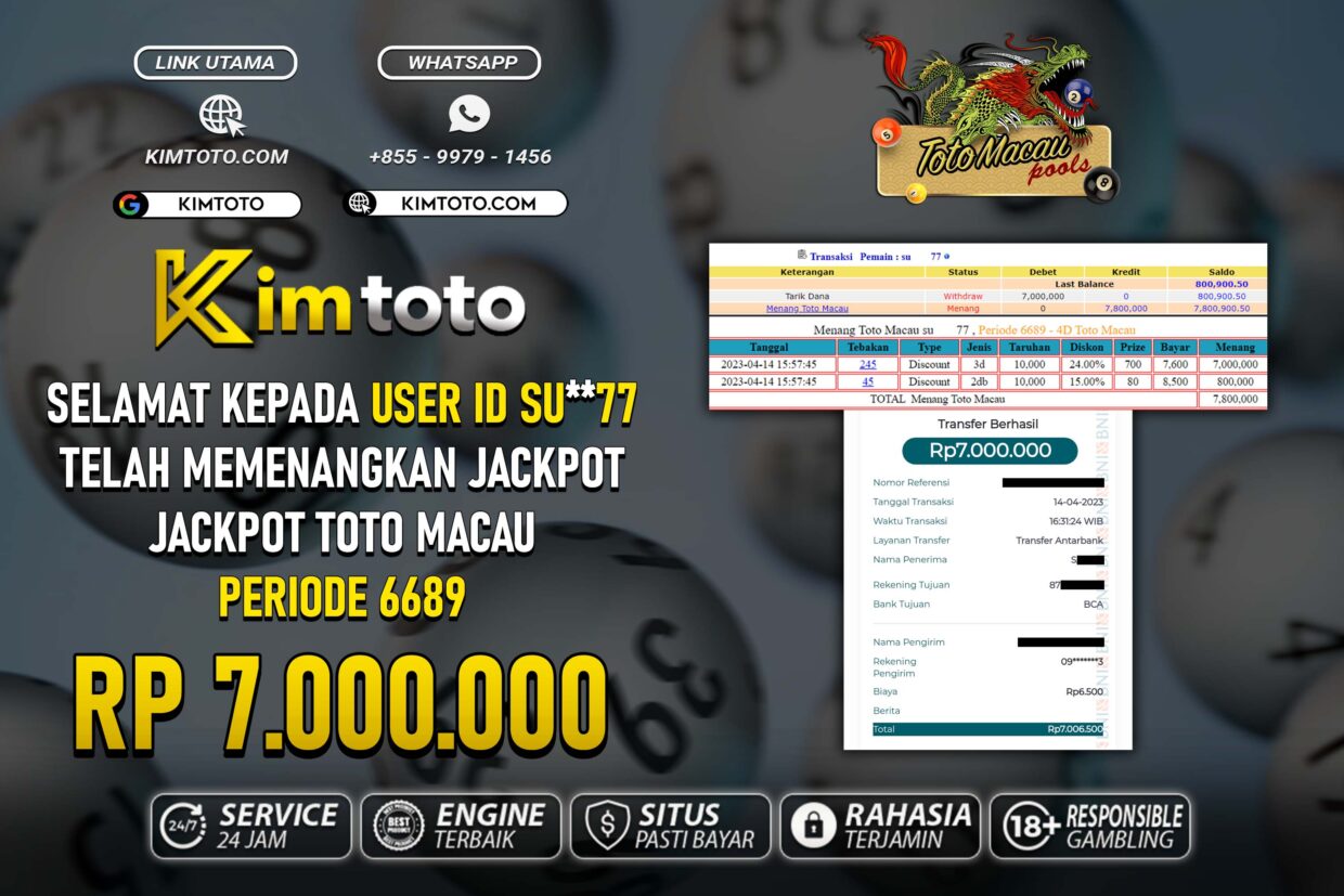 BUKTI PEMBAYARAN MEMBER JP TOGEL TOTOMACAU DI KIMTOTO USER ID SU77