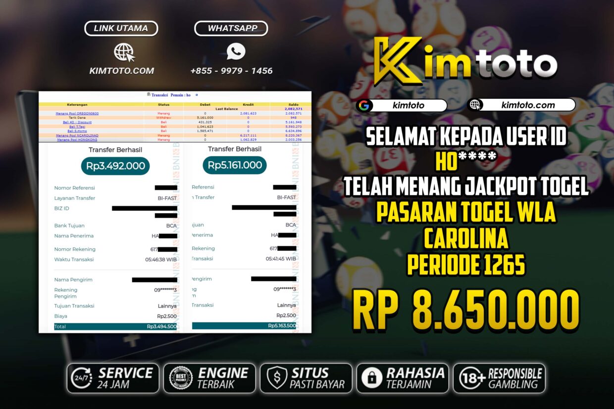 BUKTI PEMBAYARAN MEMBER JP TOGEL WLA DI KIMTOTO USER ID HO