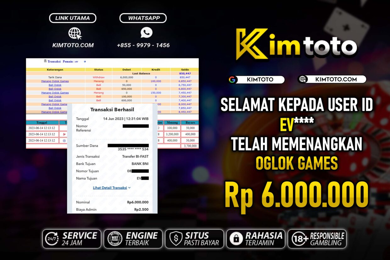 BUKTI PEMBAYARAN MEMBER JP LIVECASINO DI KIMTOTO USER ID EV