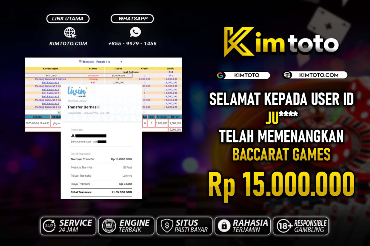 BUKTI PEMBAYARAN MEMBER JP LIVECASINO DI KIMTOTO USER ID JU