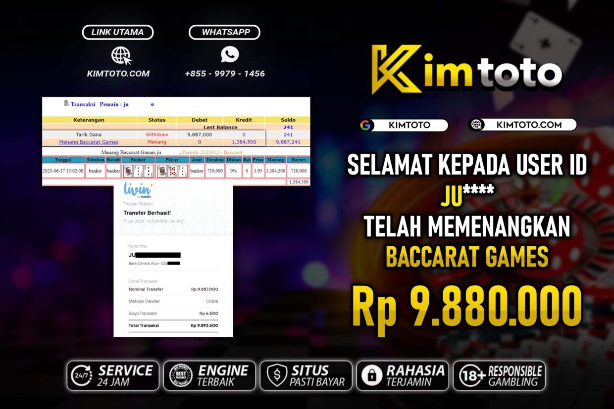 BUKTI PEMBAYARAN MEMBER JP LIVECASINO DI KIMTOTO USER ID JU