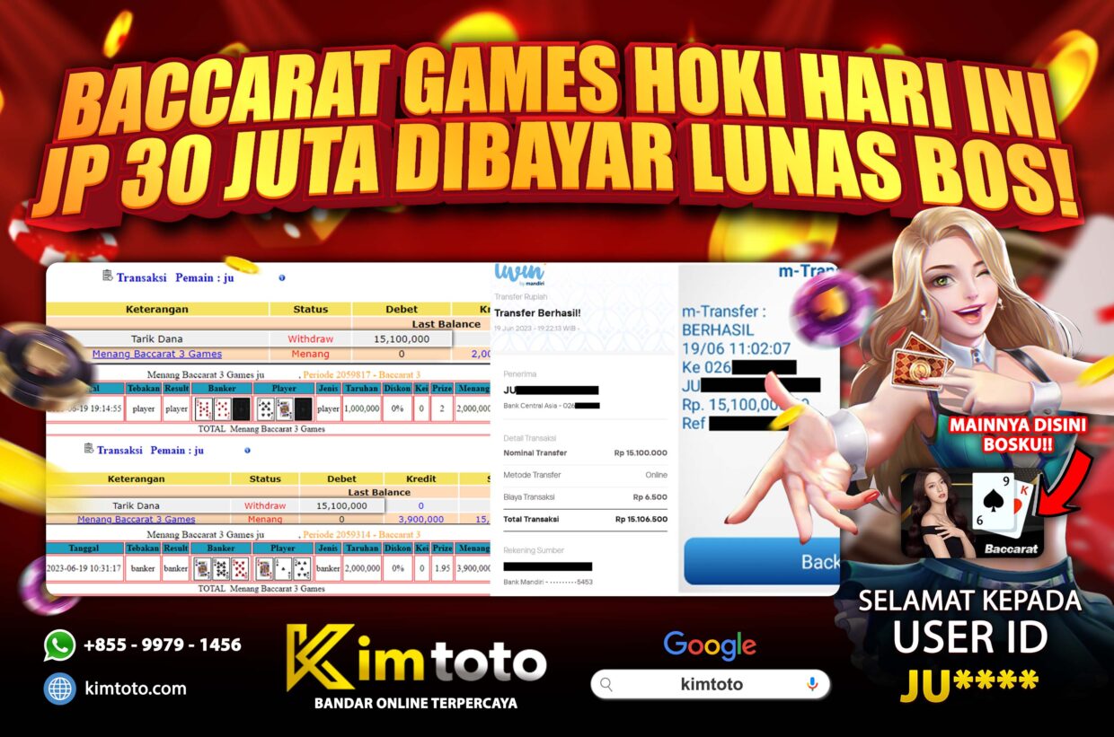 BUKTI PEMBAYARAN MEMBER JP LIVECASINO DI KIMTOTO USER ID JU