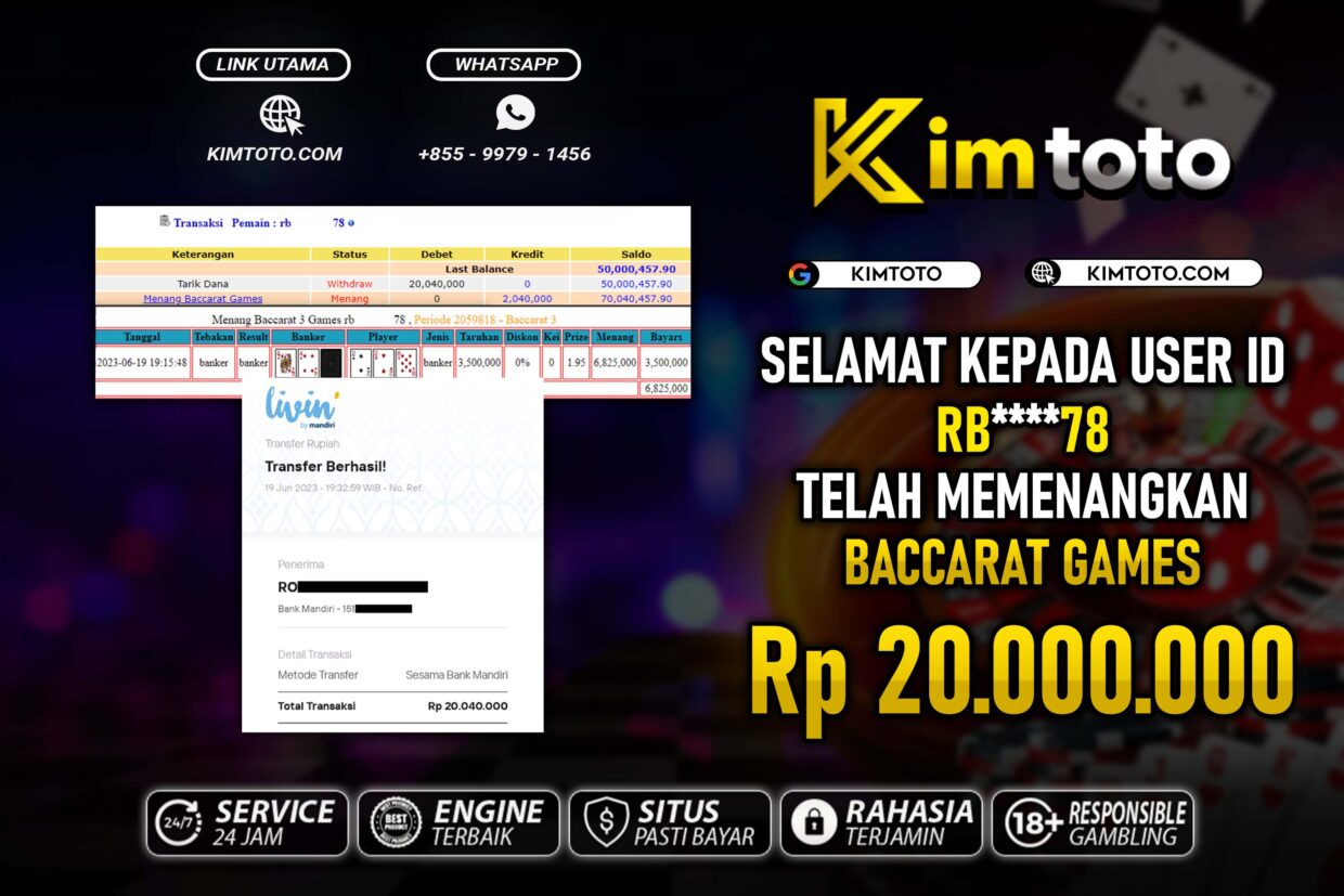 BUKTI PEMBAYARAN MEMBER JP LIVECASINO DI KIMTOTO USER ID RB78