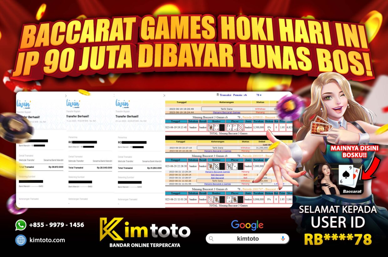 BUKTI PEMBAYARAN MEMBER JP LIVECASINO DI KIMTOTO USER ID RB78