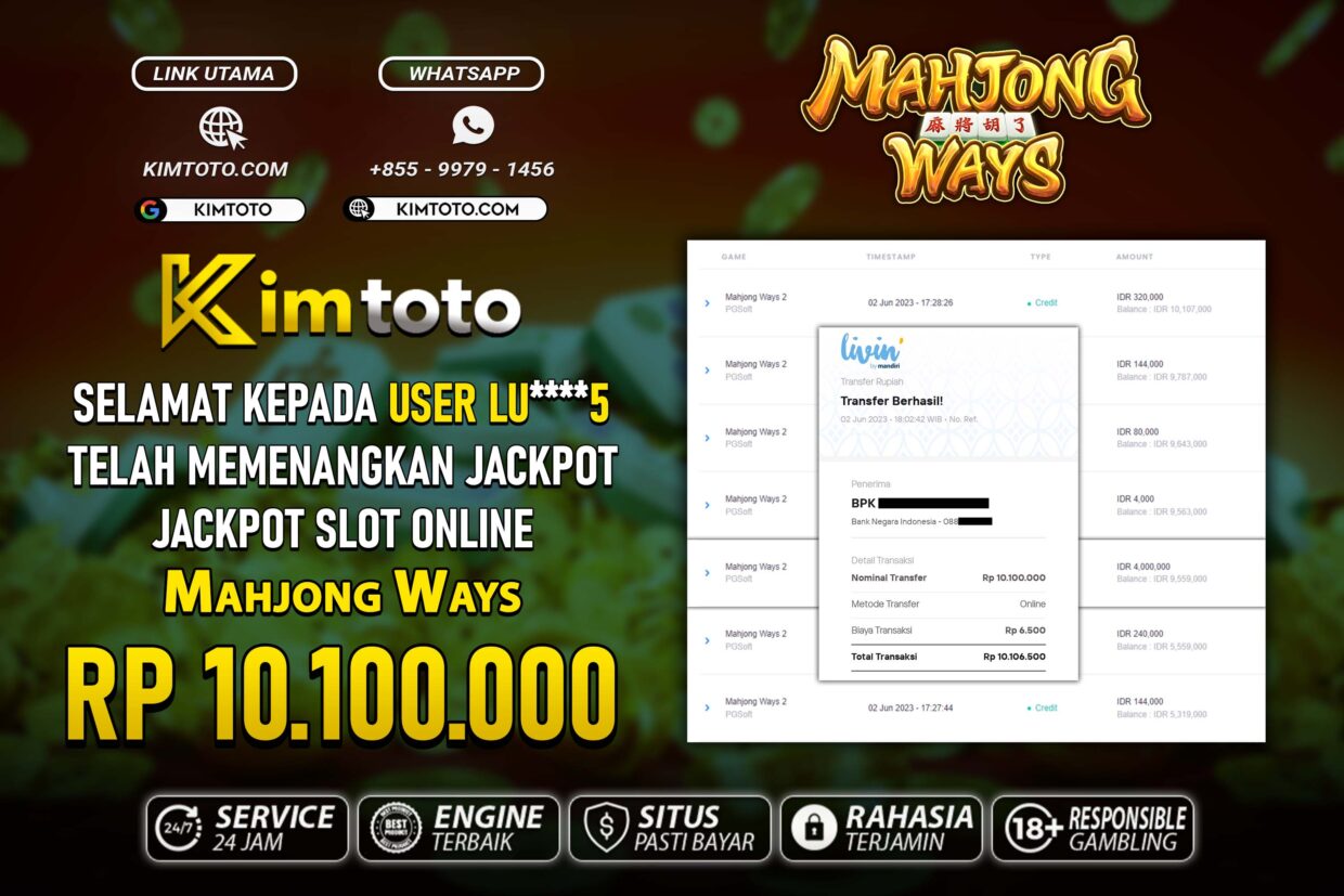 BUKTI PEMBAYARAN MEMBER JP SLOT ONLINE DI KIMTOTO USER ID LU5