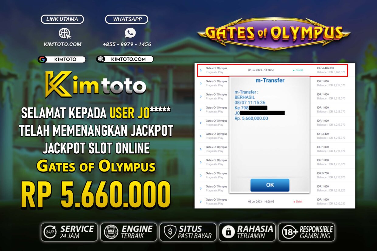 BUKTI PEMBAYARAN MEMBER JP SLOT ONLINE DI KIMTOTO USER ID JO