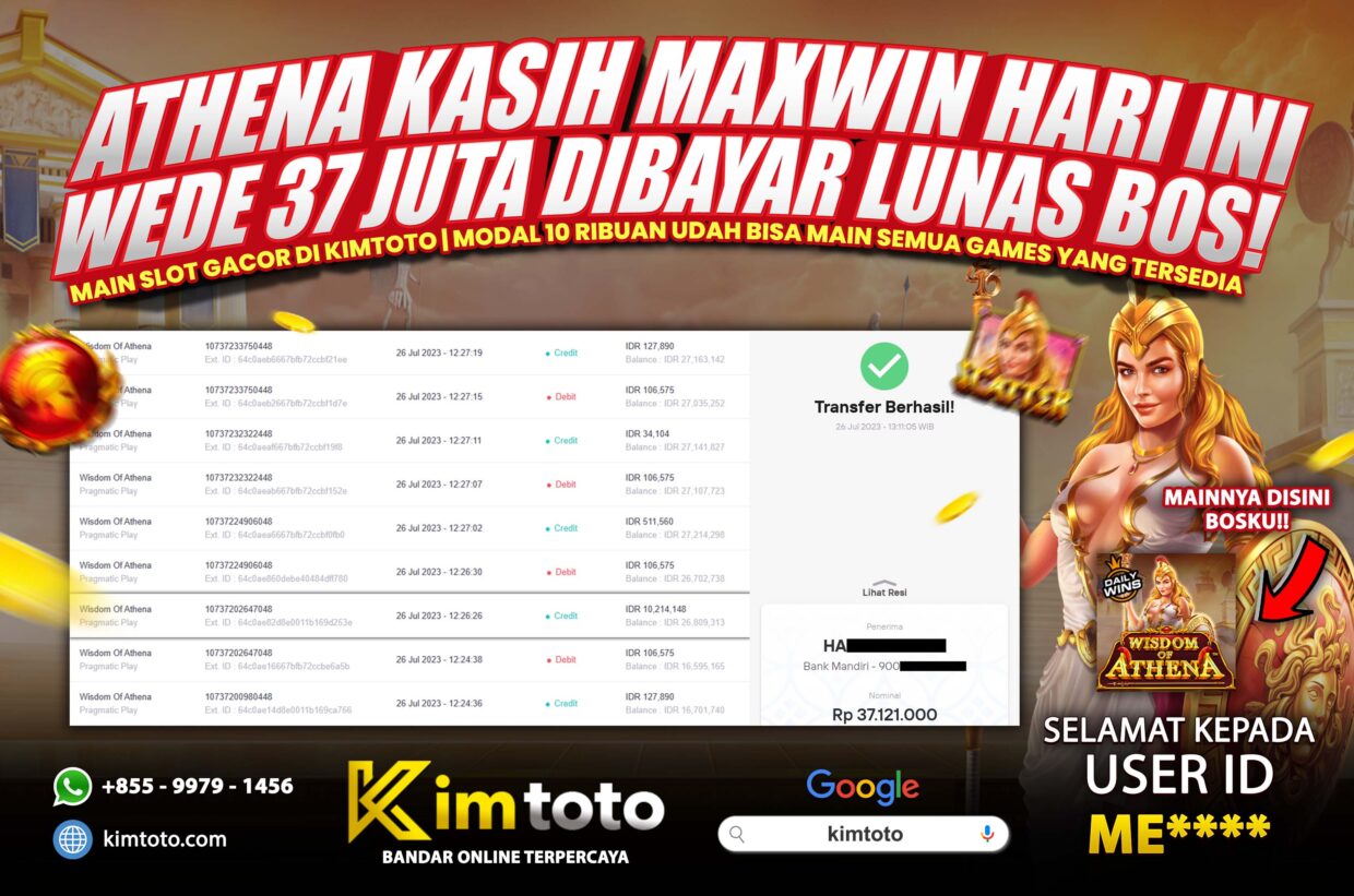 BUKTI PEMBAYARAN MEMBER JP SLOT ONLINE DI KIMTOTO USER ID ME