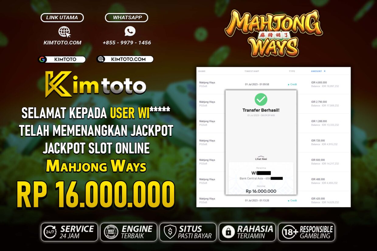 BUKTI PEMBAYARAN MEMBER JP SLOT ONLINE DI KIMTOTO USER ID WI