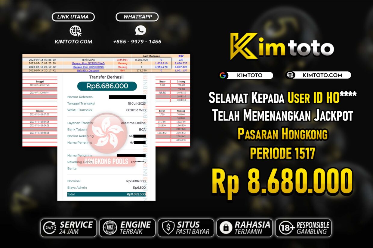 BUKTI PEMBAYARAN MEMBER JP TOGEL HONGKONG DI KIMTOTO USER ID HO