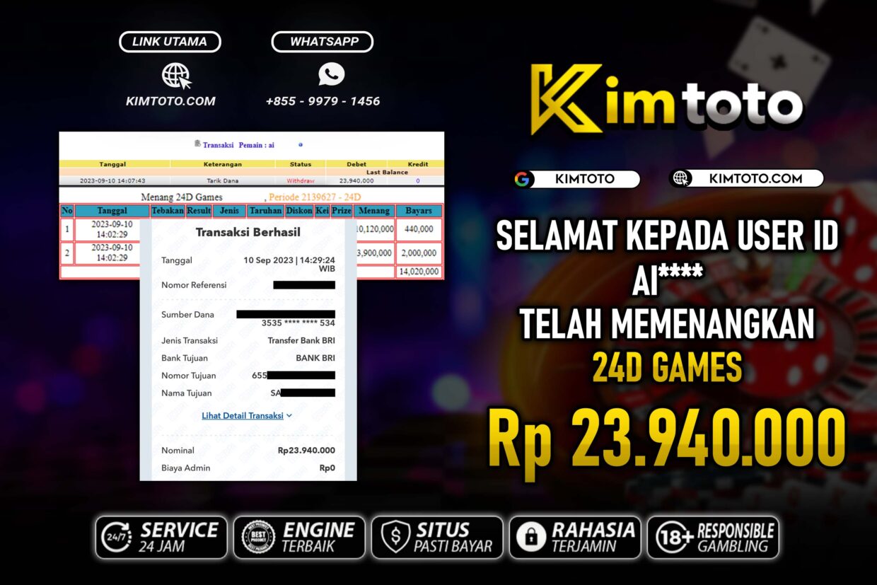 BUKTI PEMBAYARAN MEMBER JP LIVECASINO DI KIMTOTO USER ID AI