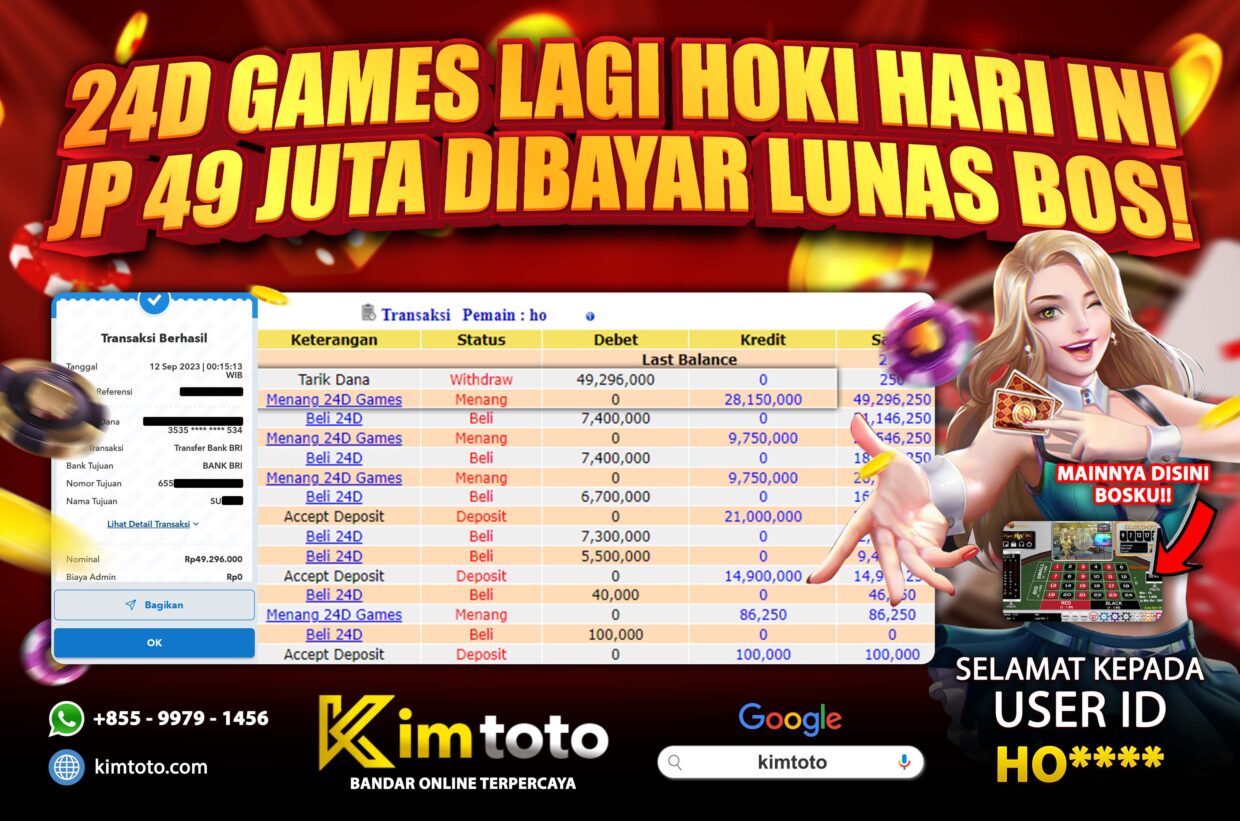 BUKTI PEMBAYARAN MEMBER JP LIVECASINO DI KIMTOTO USER ID HO