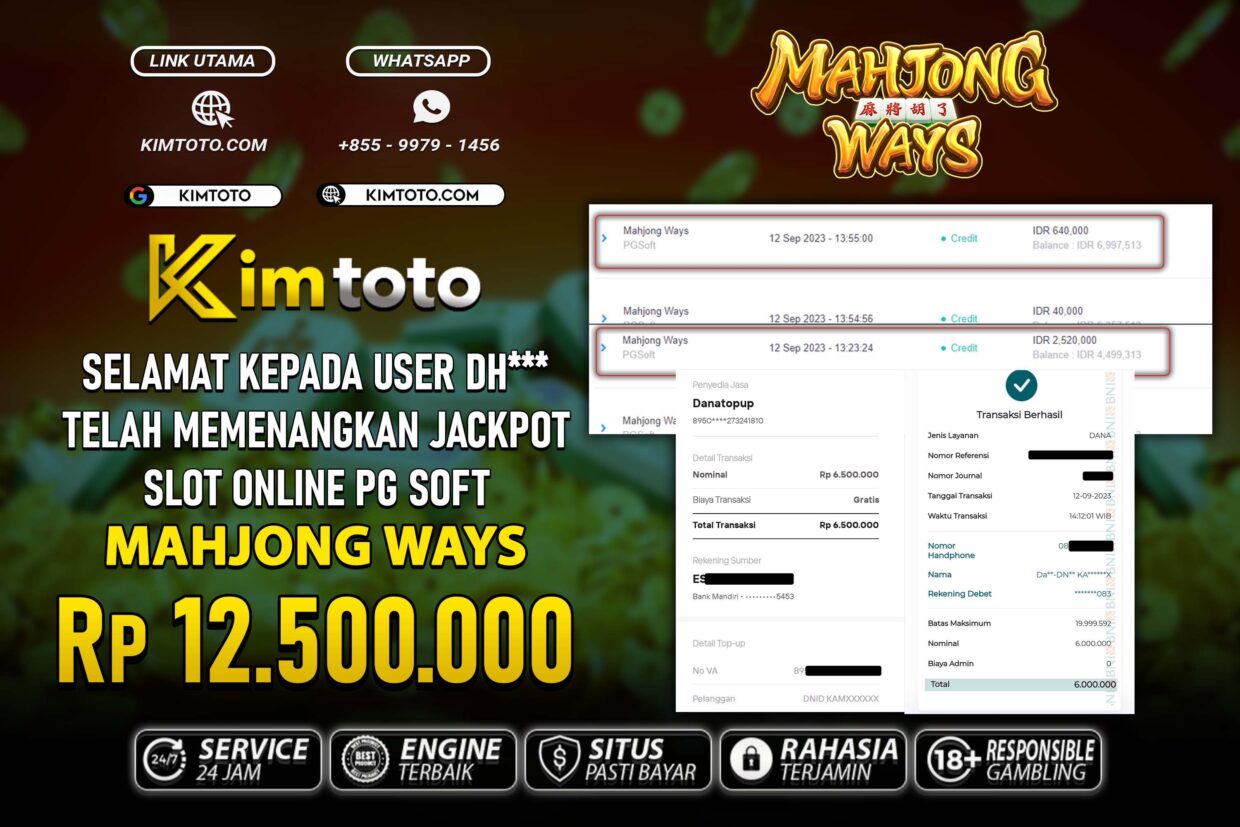 BUKTI PEMBAYARAN MEMBER JP SLOT ONLINE DI KIMTOTO USER ID DH