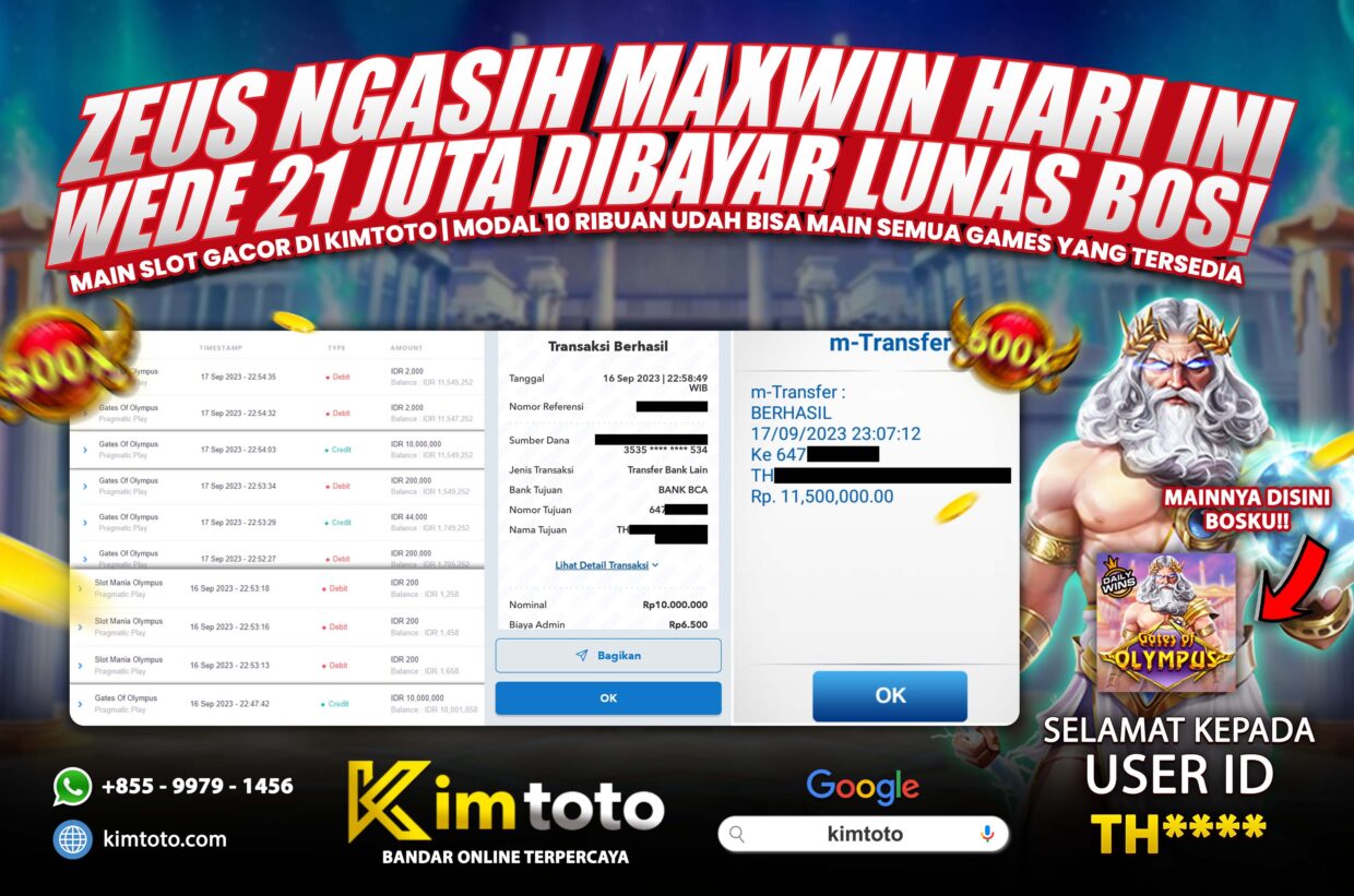 BUKTI PEMBAYARAN MEMBER JP SLOT ONLINE DI KIMTOTO USER ID TH