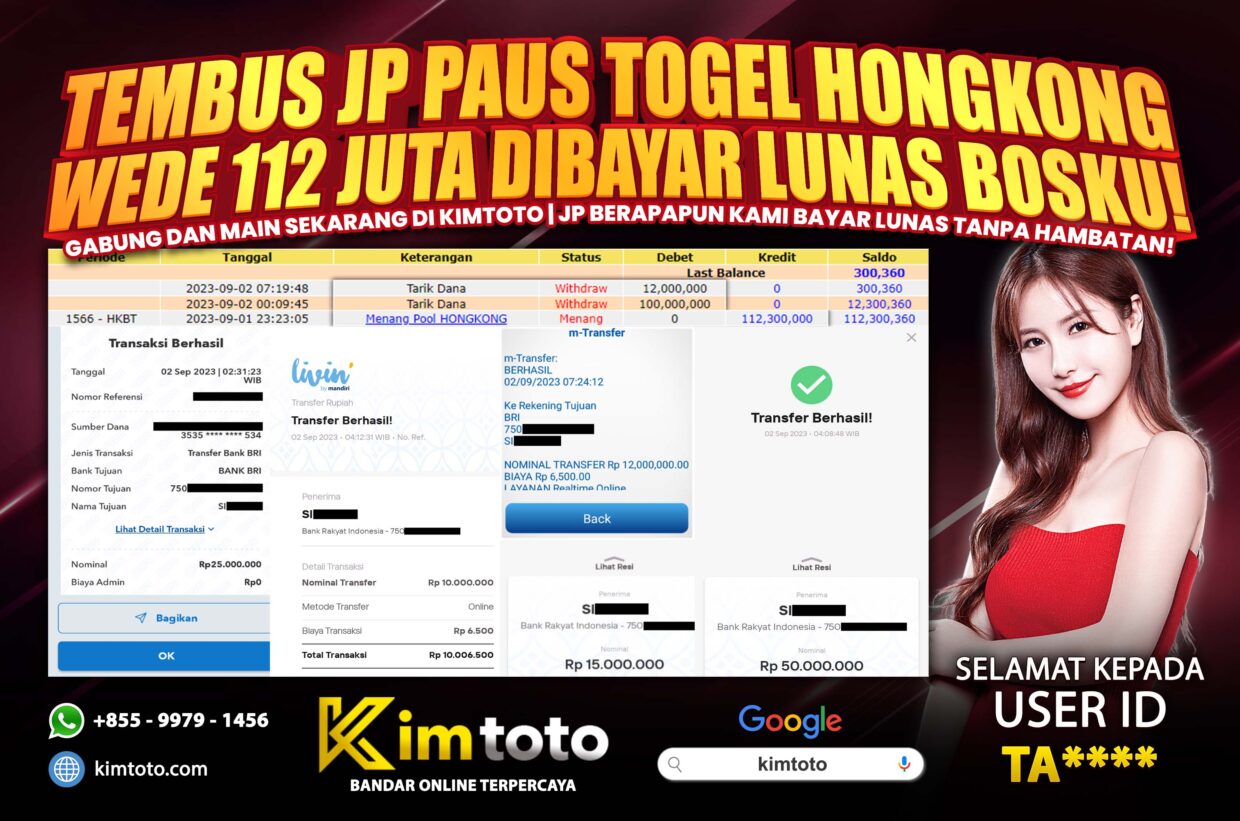 BUKTI PEMBAYARAN MEMBER JP TOGEL HONGKONG DI KIMTOTO USER ID TA