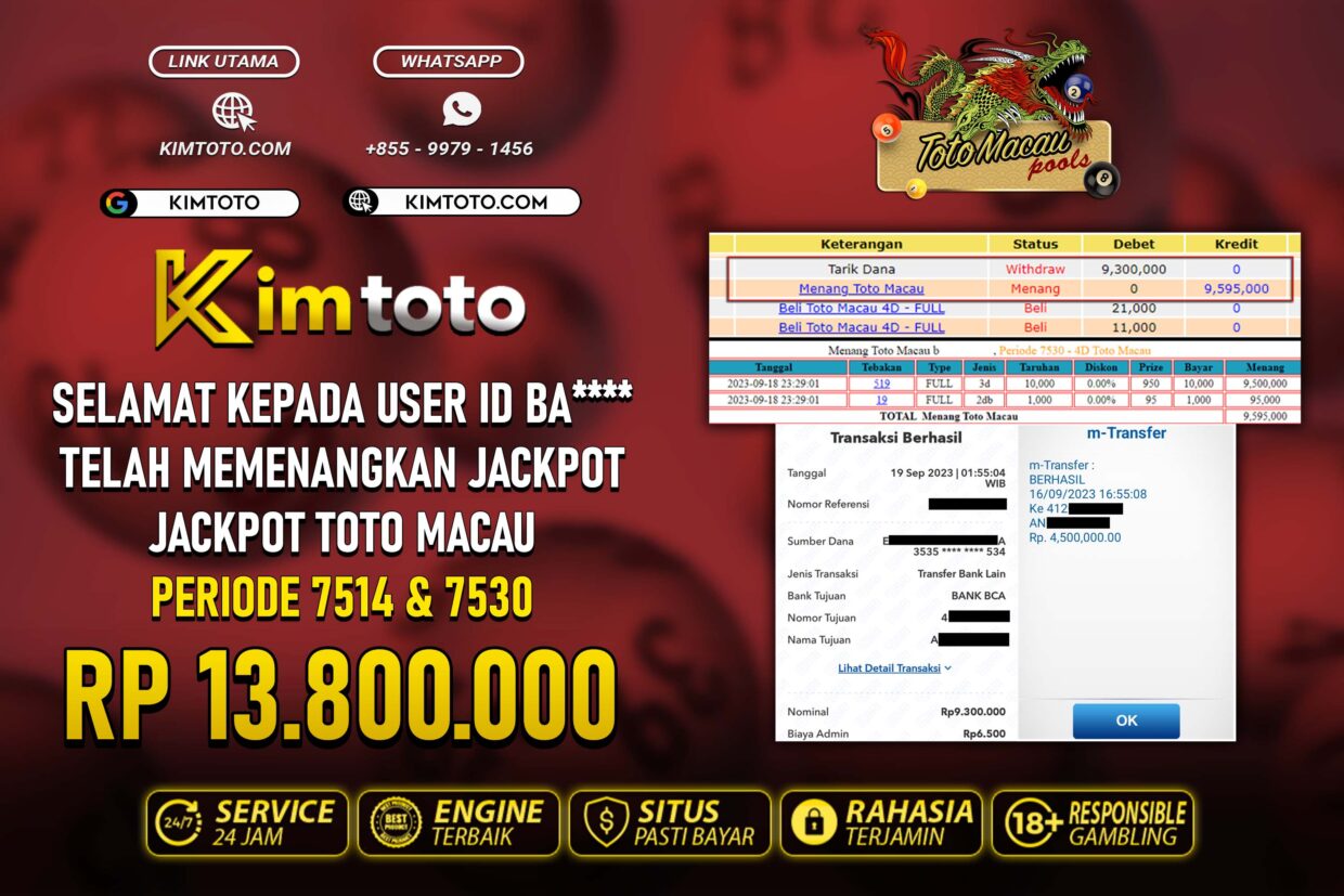 BUKTI PEMBAYARAN MEMBER JP TOGEL TOTOMACAU DI KIMTOTO USER ID BA