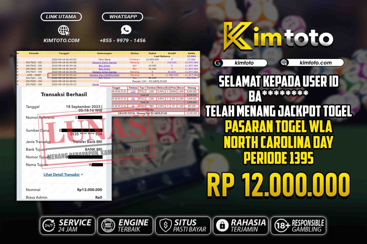 BUKTI PEMBAYARAN MEMBER JP TOGEL WLA DI KIMTOTO USER ID BA