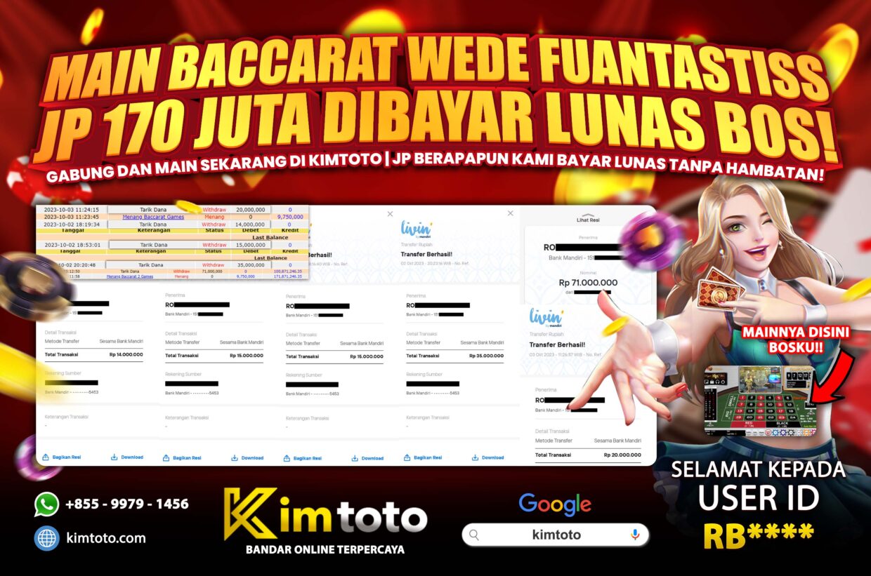 BUKTI PEMBAYARAN MEMBER JP LIVECASINO DI KIMTOTO USER ID RB