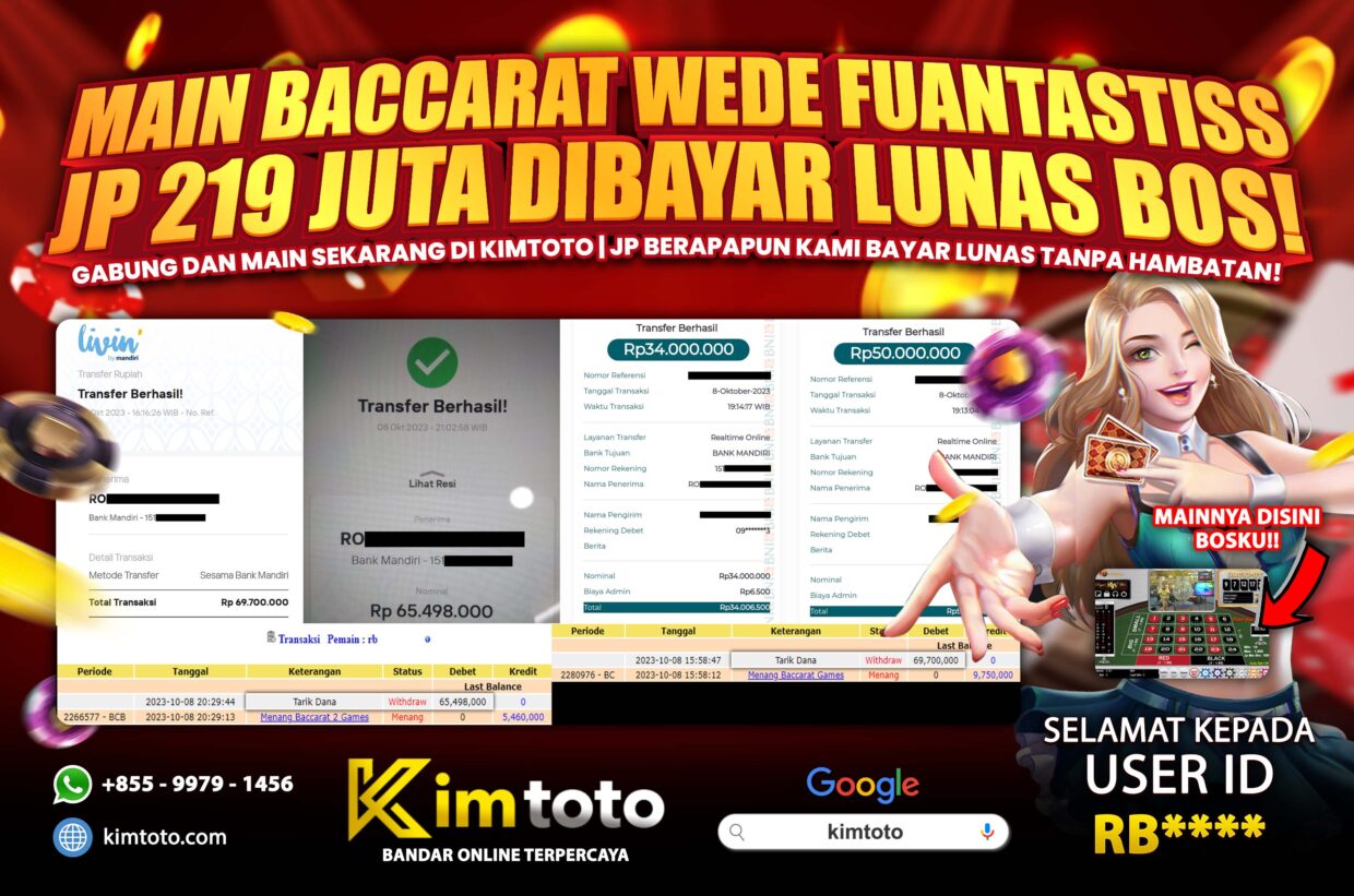 BUKTI PEMBAYARAN MEMBER JP LIVECASINO DI KIMTOTO USER ID RB