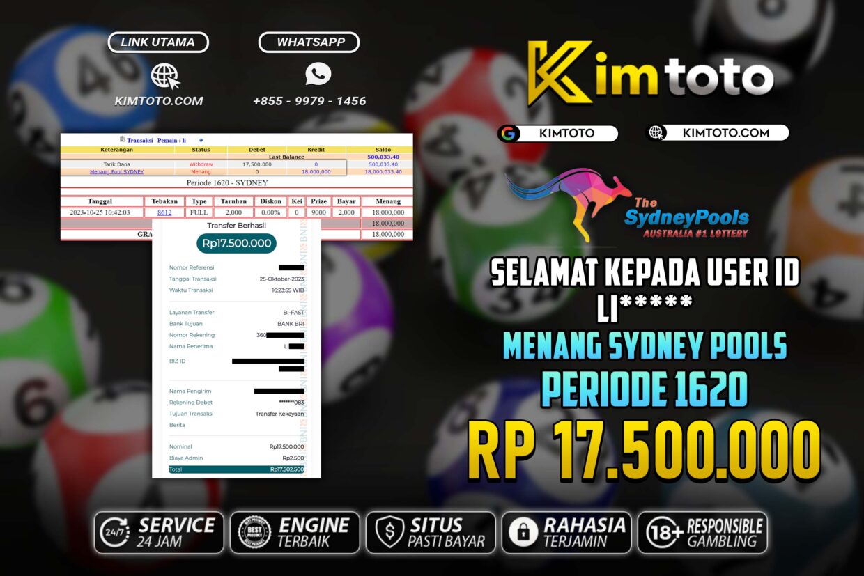 BUKTI PEMBAYARAN MEMBER JP TOGEL SYDNEY DI KIMTOTO USER ID LI