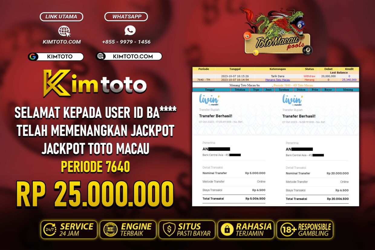 BUKTI PEMBAYARAN MEMBER JP TOGEL TOTOMACAU DI KIMTOTO USER ID BA