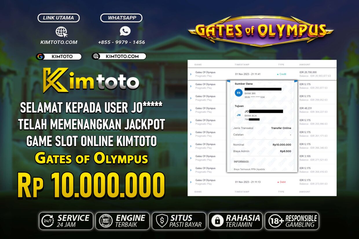 BUKTI PEMBAYARAN MEMBER JP SLOT ONLINE DI KIMTOTO USER ID JO