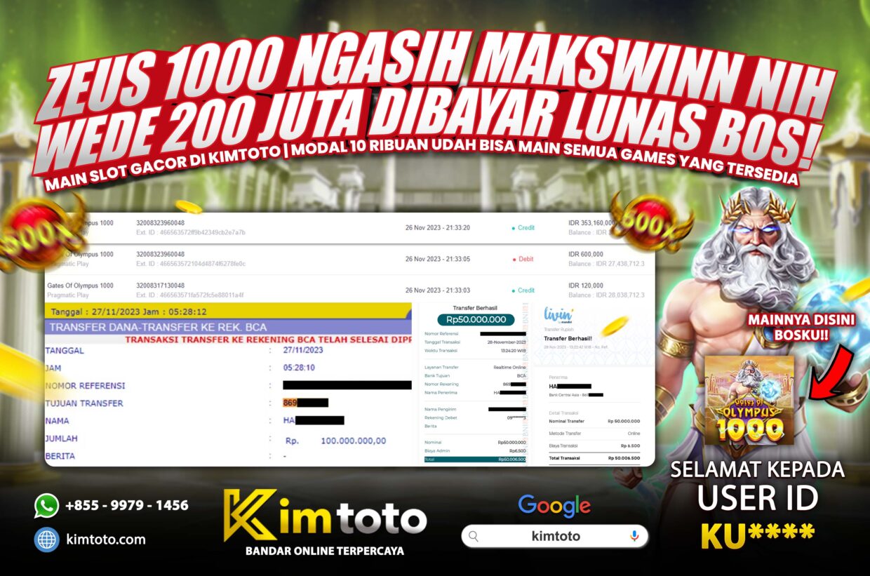 BUKTI PEMBAYARAN MEMBER JP SLOT ONLINE DI KIMTOTO USER ID KU