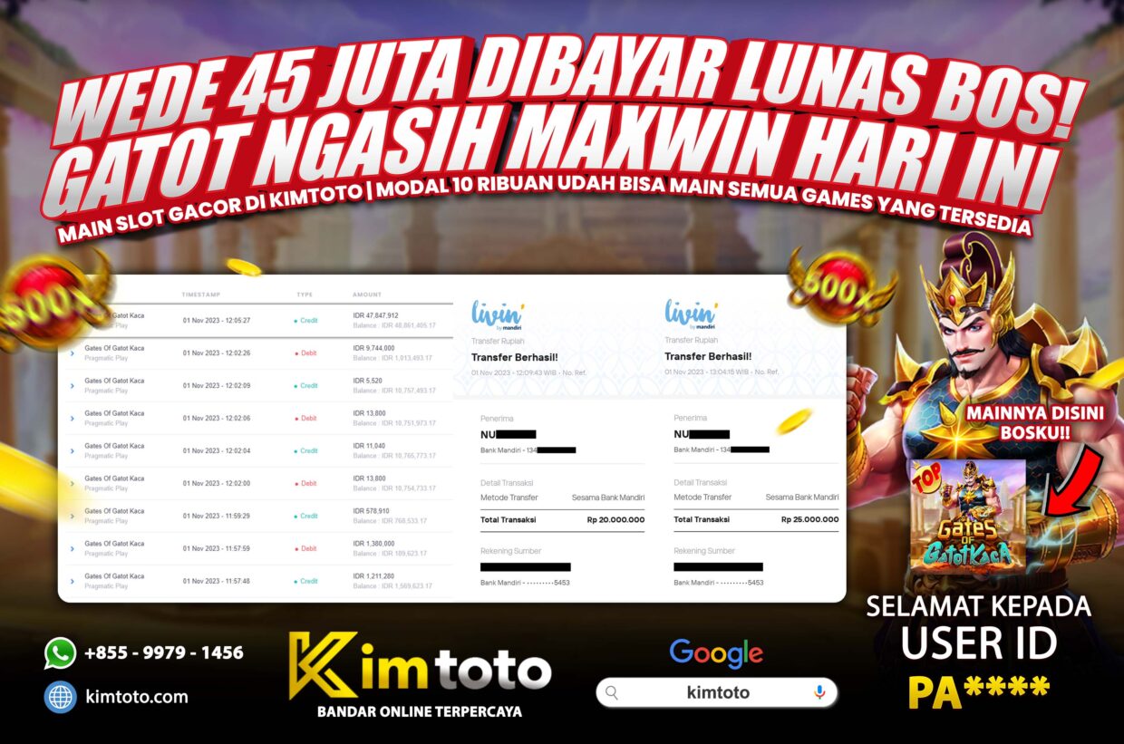 BUKTI PEMBAYARAN MEMBER JP SLOT ONLINE DI KIMTOTO USER ID PA