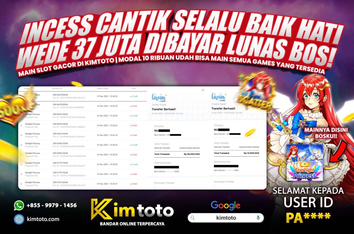 BUKTI PEMBAYARAN MEMBER JP SLOT ONLINE DI KIMTOTO USER ID PA